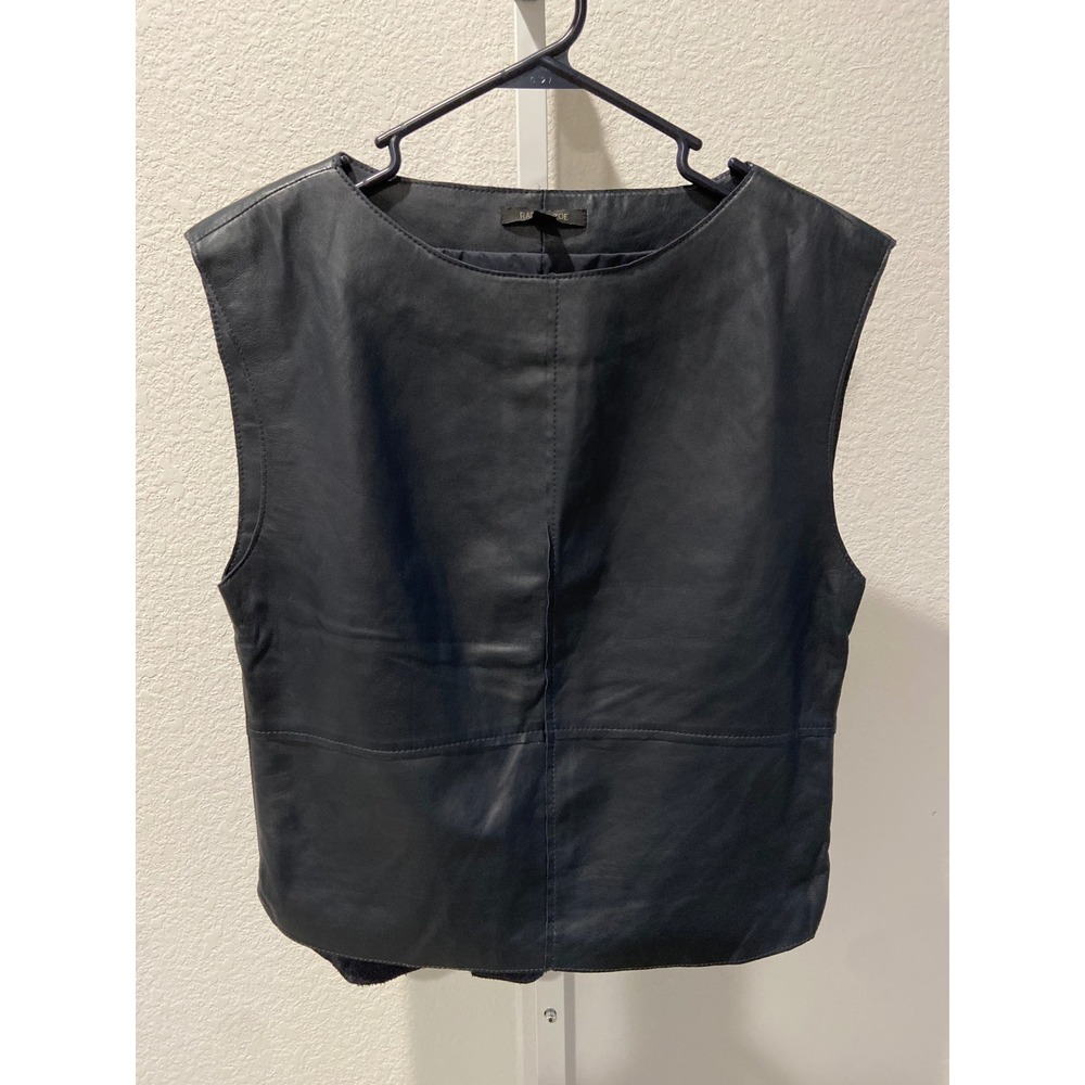 Rachel Zoe 100% LambLeather Vest Women's Size 2 Sleeveless Top Moto Biker